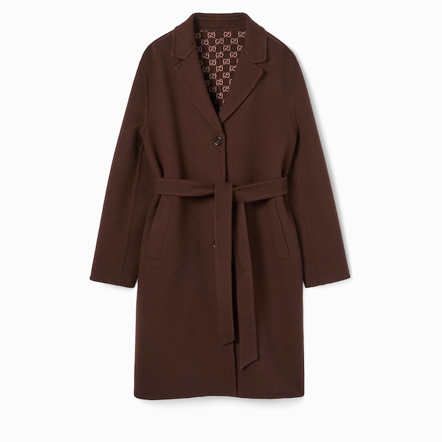 Reversible silk wool coat