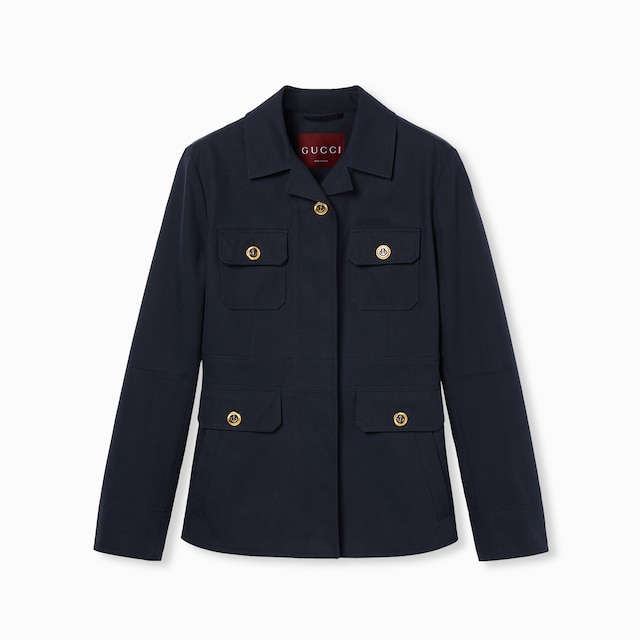 Cotton canvas jacket with embroidery