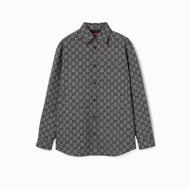 GG gingham cotton wool jacquard shirt