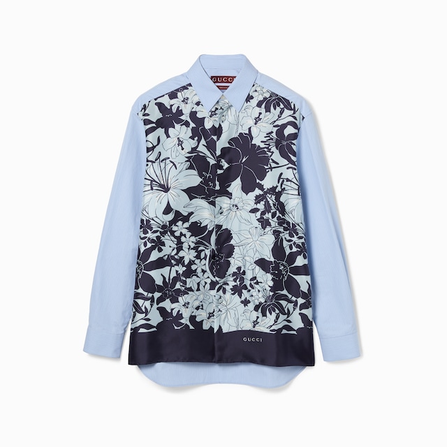 Printed cotton silk twill shirt