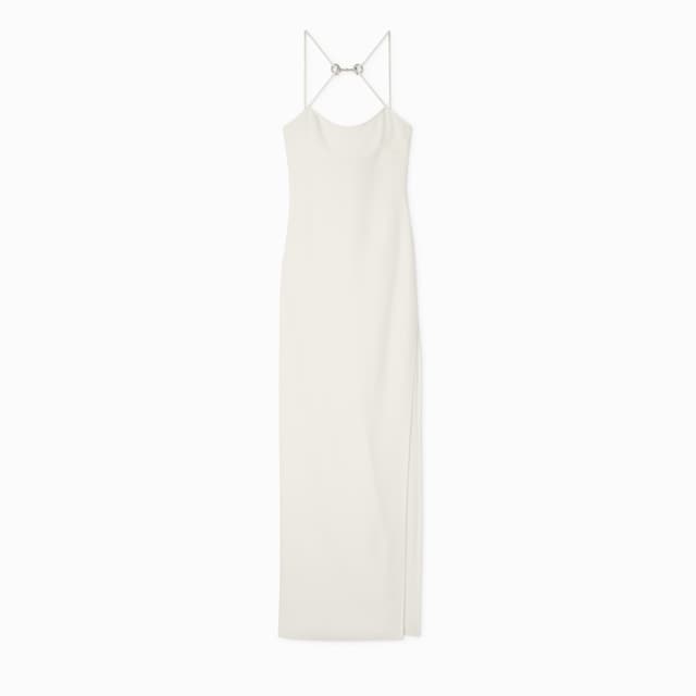 Long silk dress with crystal Horsebit