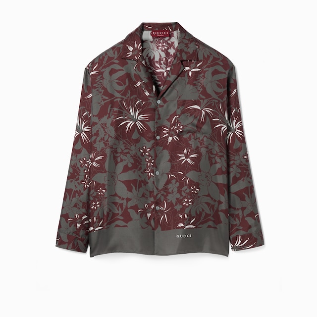 Printed silk twill shirt