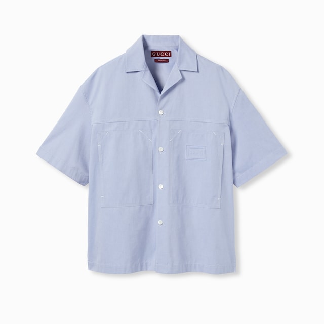 Oxford cotton shirt with embossed label