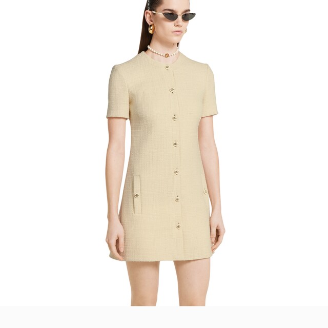 Textured wool tweed dress - image 2