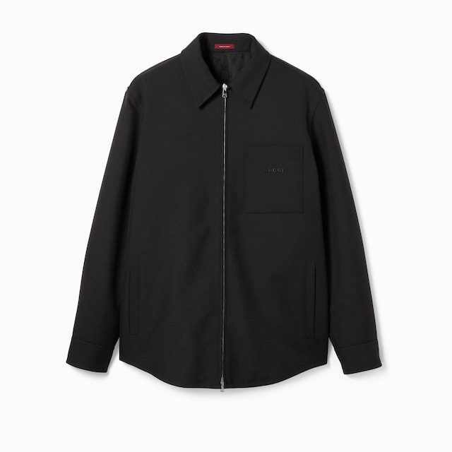 Wool twill zip overshirt