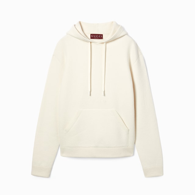 Wool cashmere piquet knit sweatshirt