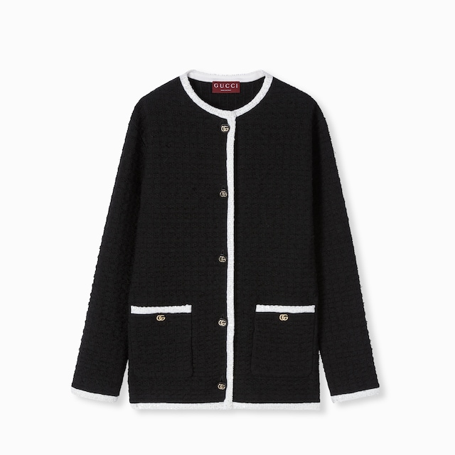 Cardigan en tweed de laine avec broderie