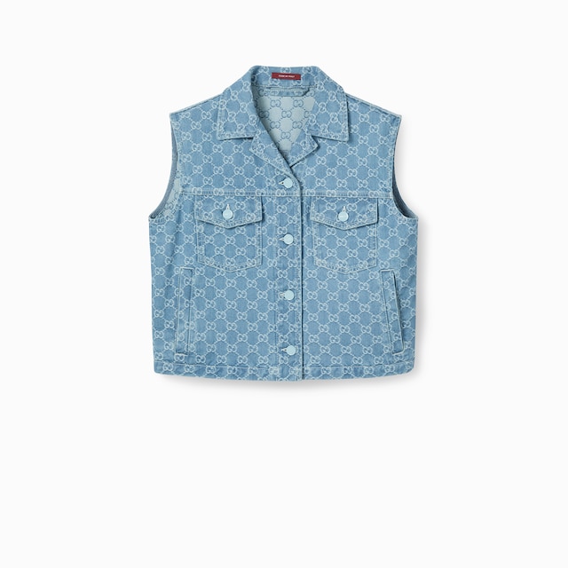 GG denim jacquard gilet
