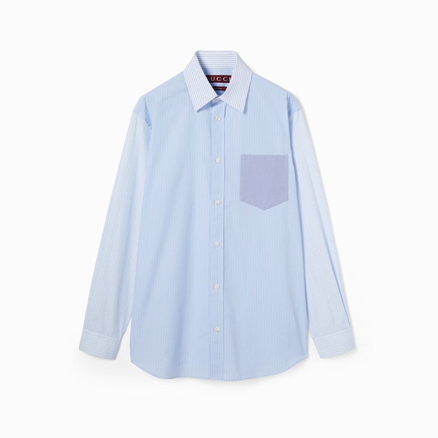 Striped cotton shirt with embossed logo