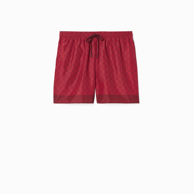 Printed technical poplin swim shorts