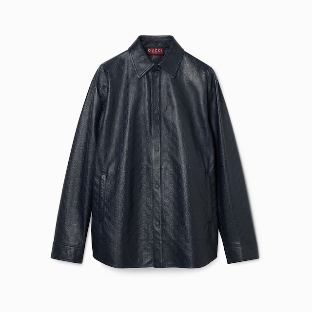 เสื้อเชิ้ต GG leather and nylon shirt