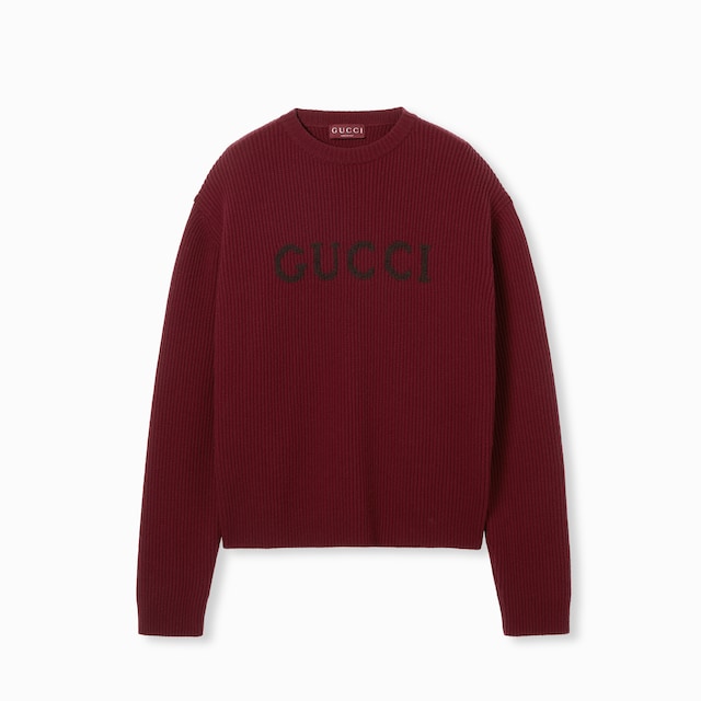 Wool cashmere rib knit sweater