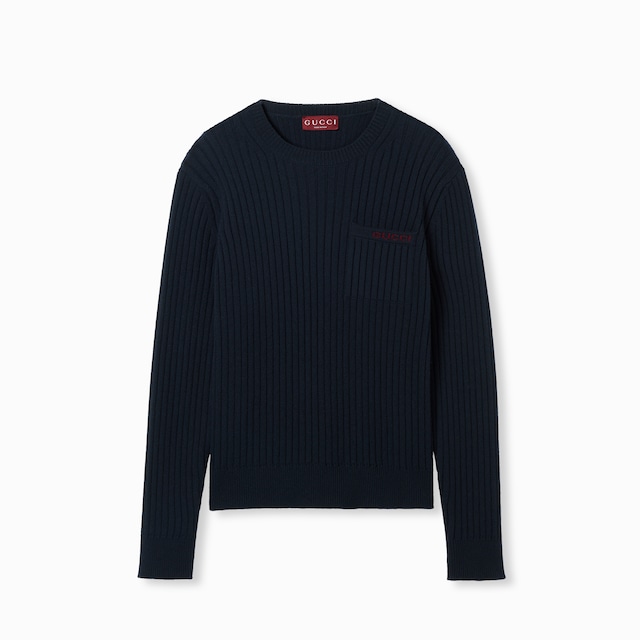 Rib wool cashmere knit sweater