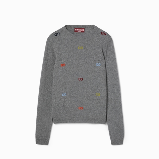 Fine cashmere sweater with intarsia