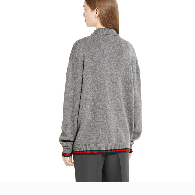 Wool and cashmere cardigan with Web - image 2