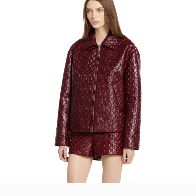 Oversize embossed GG leather jacket - image 5
