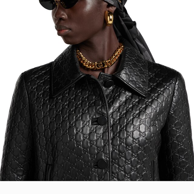 Embossed GG leather jacket - image 2