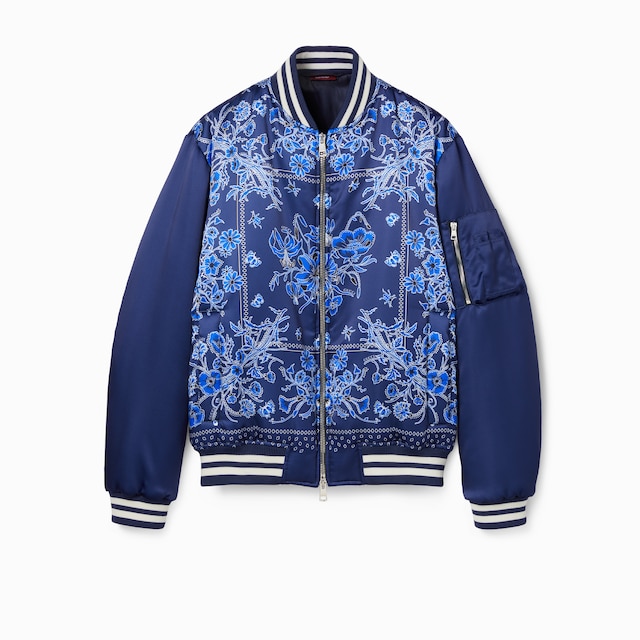 Giacca in raso stampato con zip