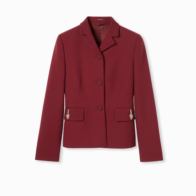 Crêpe wool silk jacket with tiger