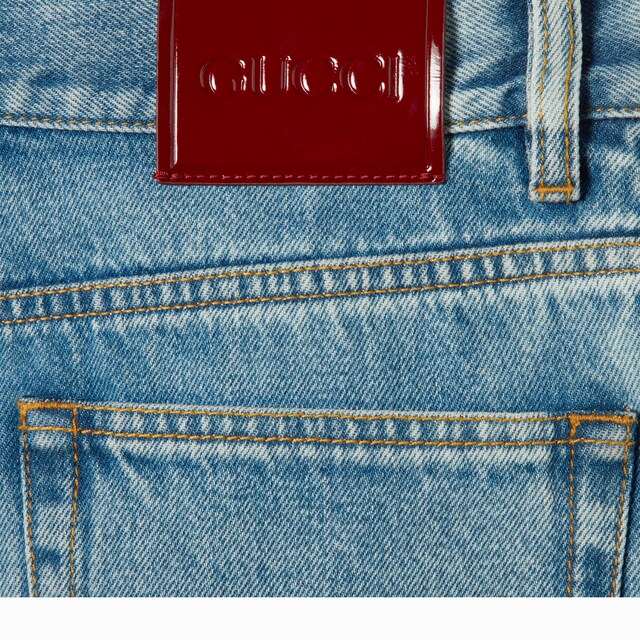 Stonewashed denim shorts - image 5