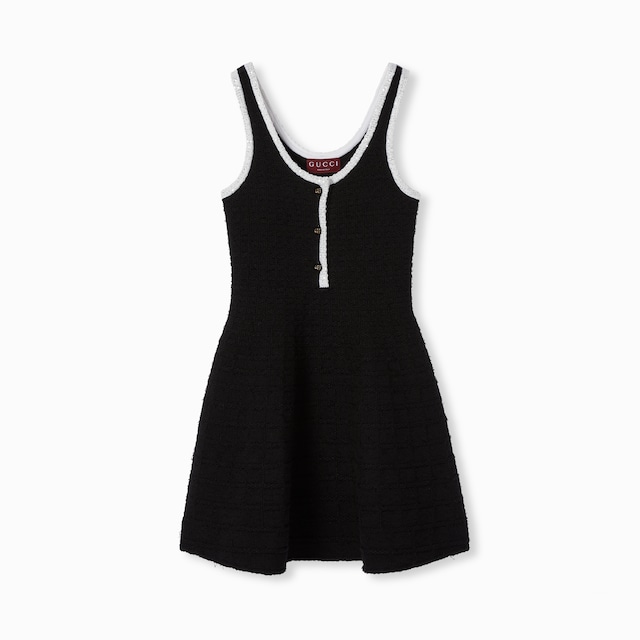 Tweed wool dress with embroidery