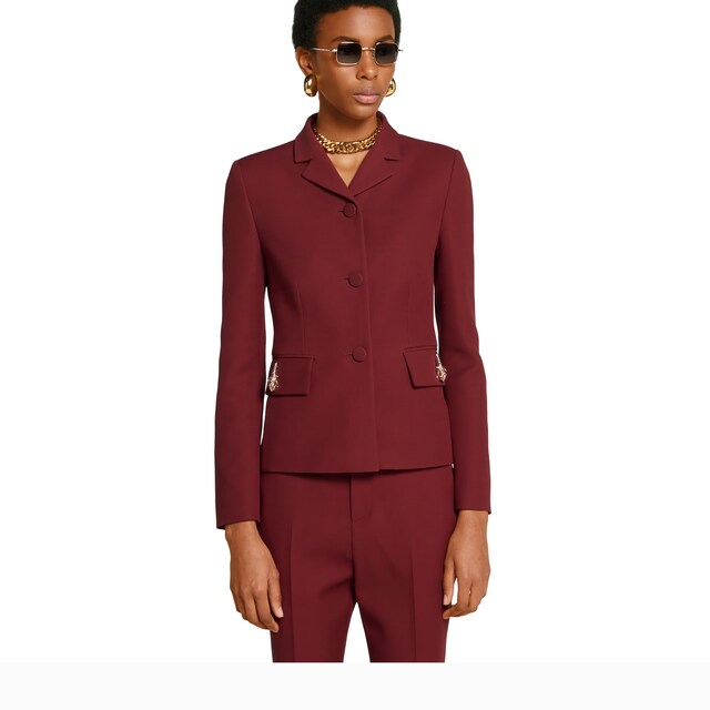 Crepe wool silk jacket with tiger - image 5