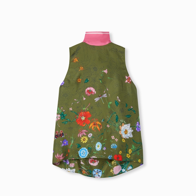 Printed sleeveless silk top