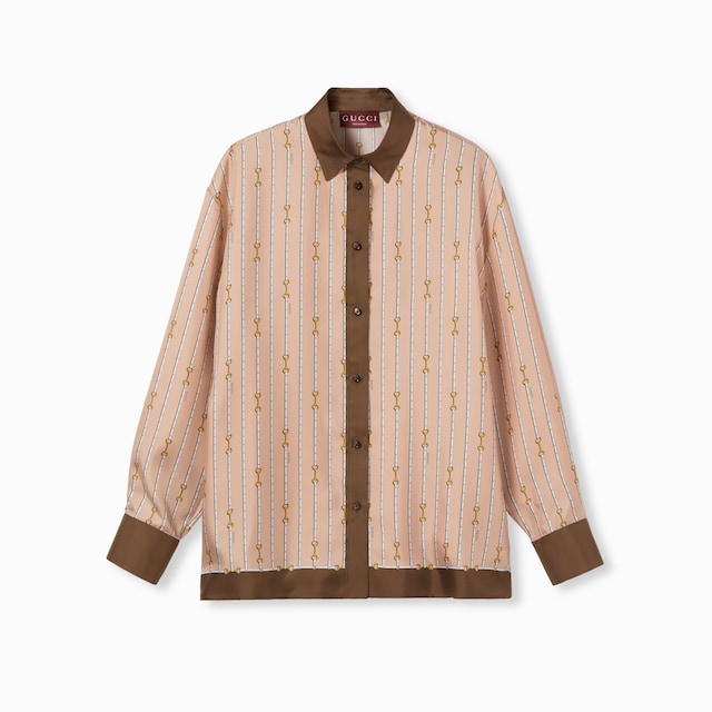Printed silk twill shirt
