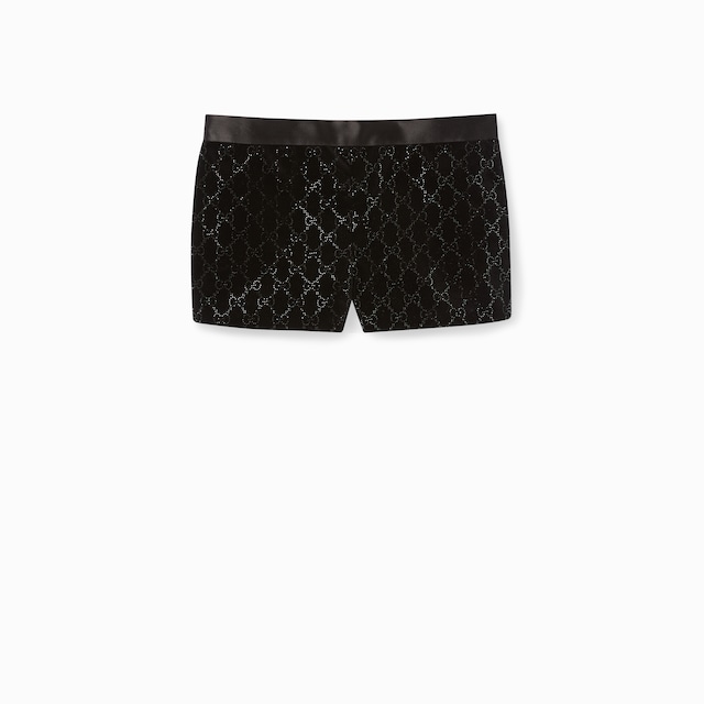 Embroidered cotton velvet shorts