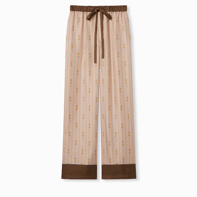 Printed silk twill pants