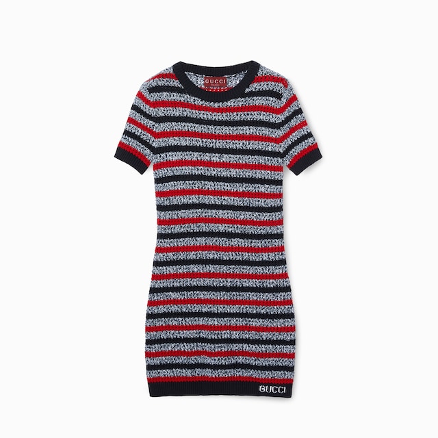 Striped fine cotton knit dress