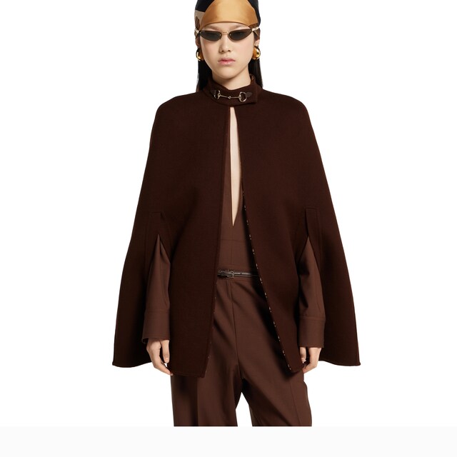 Silk wool cape with Horsebit - image 4