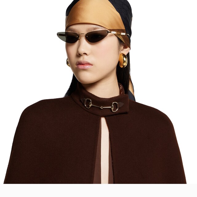 Silk wool cape with Horsebit - image 5