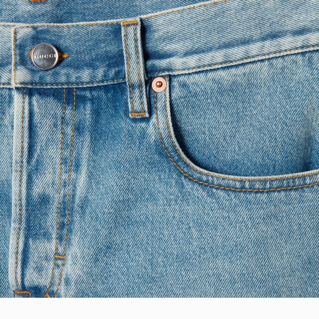 Stonewashed denim shorts