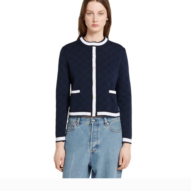 GG fine cotton jacquard cardigan - image 5