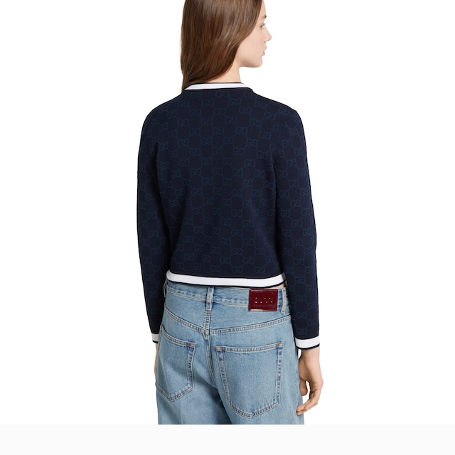 GG fine cotton jacquard cardigan - image 4