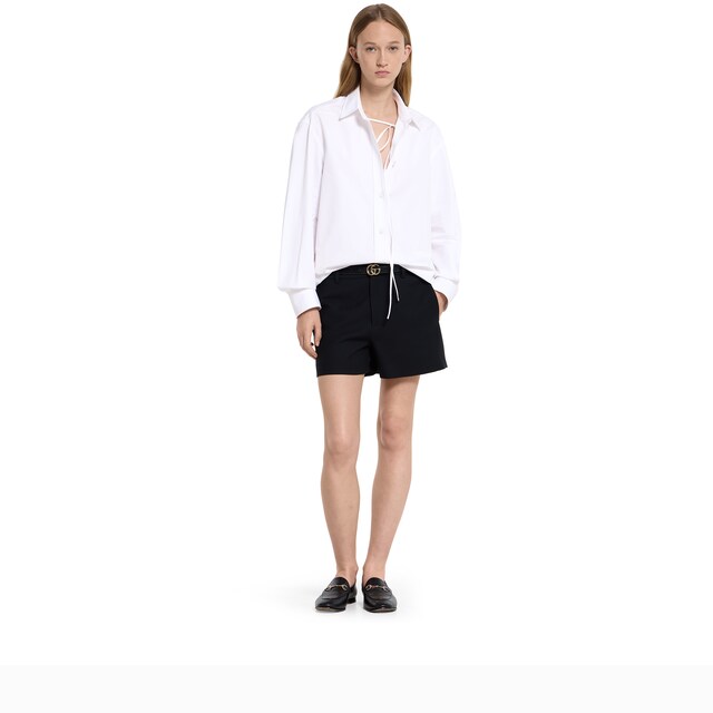 Wool silk shorts with embroidery - image 3