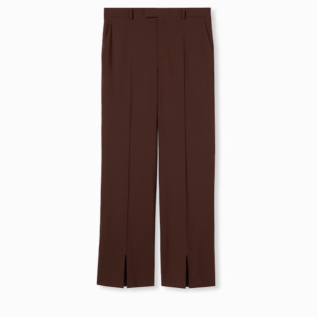 Stretch wool pants with embroidery