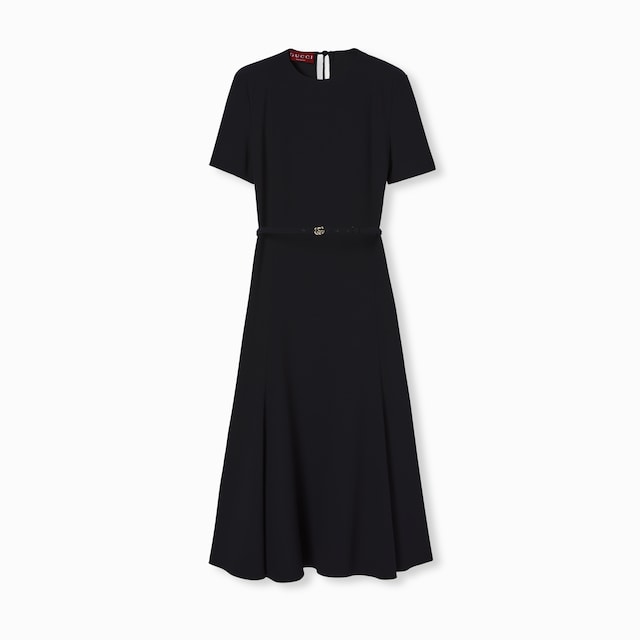 Satin dress with Double G belt