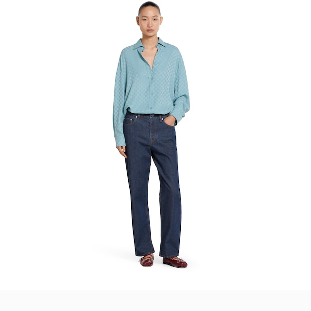 GG silk jacquard oversize shirt - image 5
