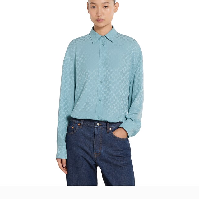 GG silk jacquard oversize shirt - image 3
