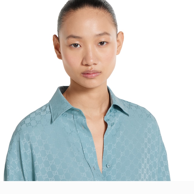 GG silk jacquard oversize shirt - image 2