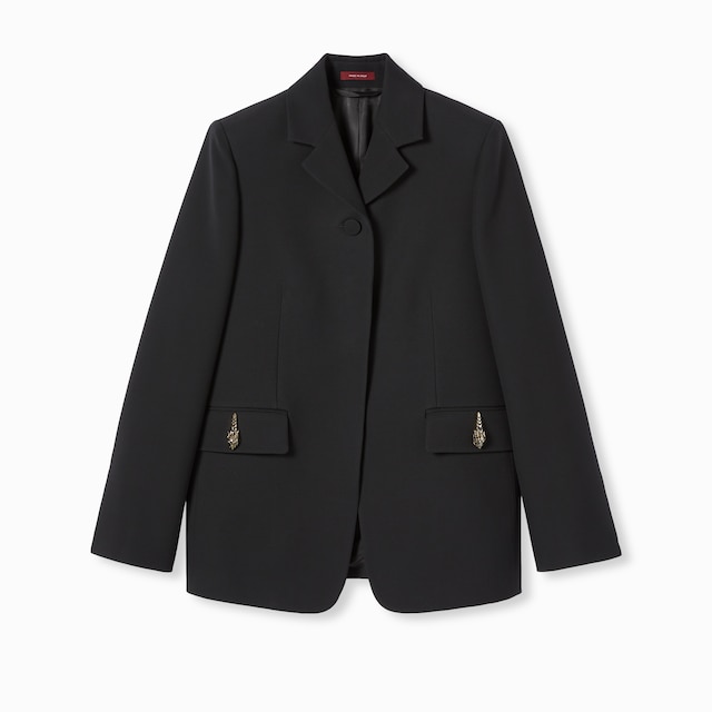Crêpe wool silk jacket with tiger