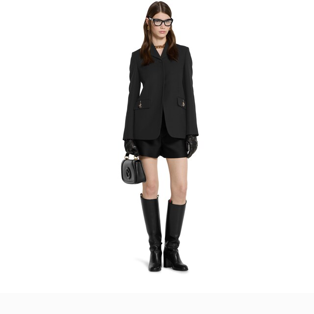 Crepe wool silk jacket with tiger - image 5