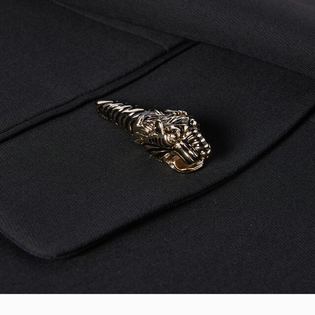 Crepe wool silk jacket with tiger