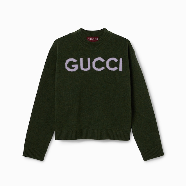 Wool top with Gucci intarsia