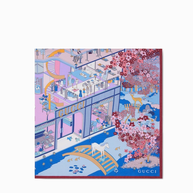 プリント シルクツイル スカーフ
