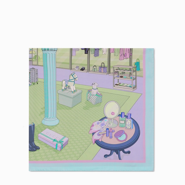 プリント シルクツイル スカーフ