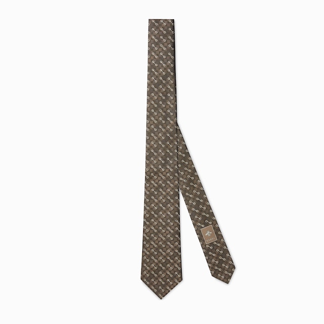 Horsebit silk jacquard tie