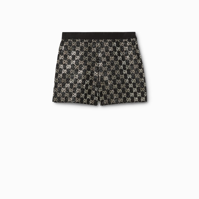 자수 울 트위드 라메 쇼츠